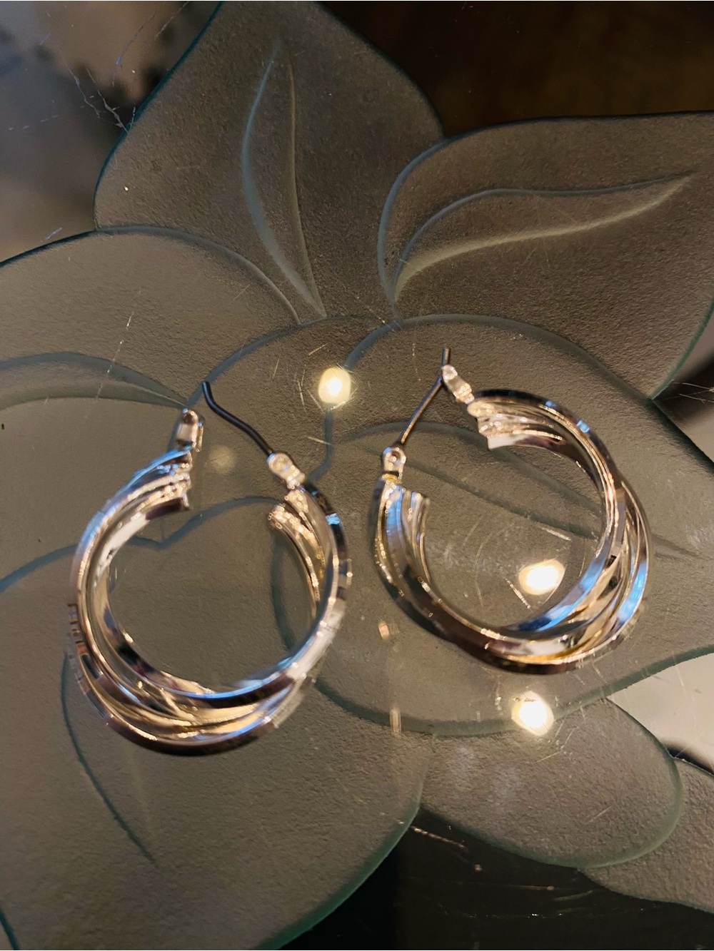 Macy's Shiny Silver Twisted Hoop Earrings